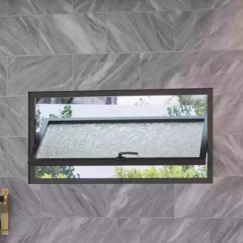 AYHARYLH Rechteckiges Schiebefenster, Aluminium Fenster Window Kellerfenster, Um 360° Drehbares Bullaugenfenster-Schiebefenster Für Badezimmer, Schlafzimmer(Black+Black,100x40cm)