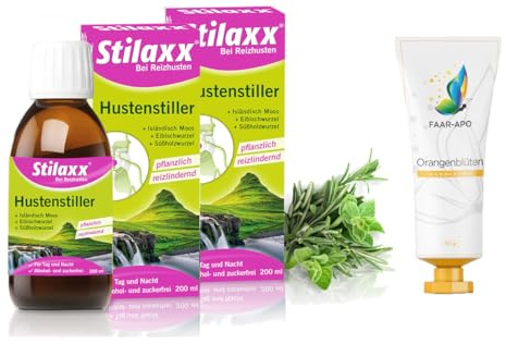 Hustenstiller Sparset 2X200 ml inkl.einer hochwertigen Handcreme Marke Faar-Apo bei Reizhusten und trockenem Husten - reizlindernde Wirkung bei Hustenreiz - bei Tag & Nacht - ab 10 Jahren