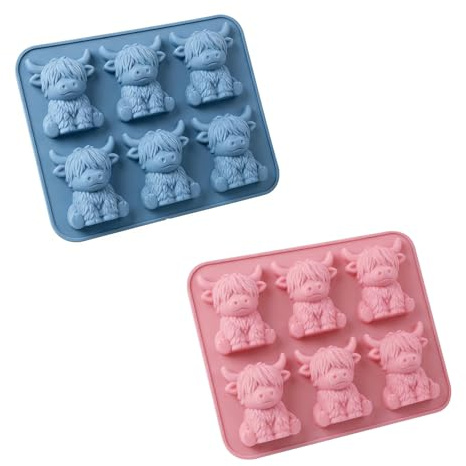 Mini Highland Cow Ice Cube Mold, 3D Cute Highland Cow Silicone Ice Cube Tray, Silicone Animal Ice Cube Tray for Candy, Jelly, Chocolate, Homemade Treats