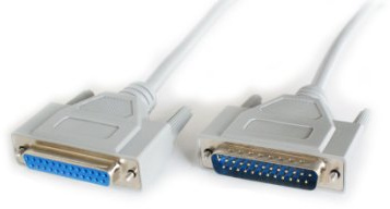 2m 25 Way RS232 Male to Female Straight Cable Lead - Serial Pin DB25 D-Sub - Loops
