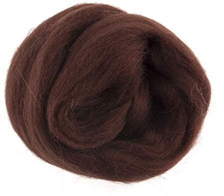 Trimits Natural Felting Roving Wool, Chocolate Brown, 10 g
