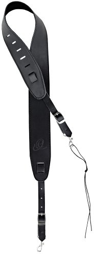 Ortega Guitars Banjo Strap Adjustable – for Banjos – with Neck Loop and 2 Carabiners – Genuine Leather/Suede Leather, Black (OBJS-BK)