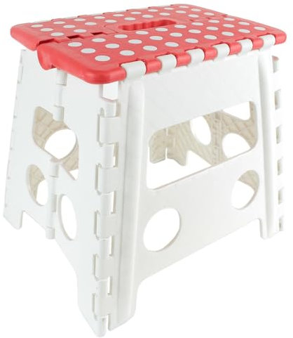 JE CHERCHE UNE IDEE, KB19501, Marchepied Pliable en Plastique, Accès Facile aux Objets en Hauteur, Design Compact et Ergonomique, Idéal pour Petits Espaces, 29 x 22 x 22 cm, Noir/Gris/Rouge/Violet