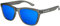 X-CRUZE 9-027 Nerd Sonnenbrillen polarisiert Style Stil Retro Vintage Retro Unisex Herren Damen - schwarz-transparent matt LW/blau verspiegelt