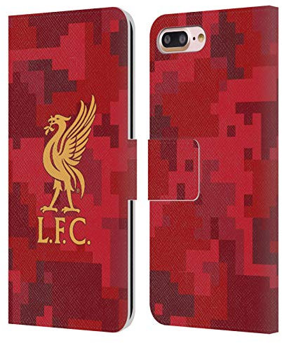 Head Case Designs Officially Licensed Liverpool Football Club Home Red Digital Camouflage Leather Wallet Case Compatible With Apple iPhone 7 Plus/iPhone 8 Plus