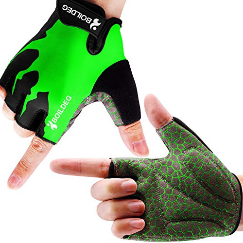 BOILDEG Fahrradhandschuhe Fingerlos Fitness Handschuhe Atmungsaktiv Rutschfestes Stoßdämpfende Radsporthandschuhe für MTB Fitness Damen und Herren