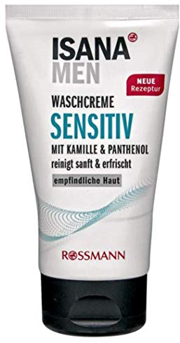 ISANA MEN Waschcreme sensitiv für empfindliche Haut, mit Kamille & Panthenol, reinigt sanft & erfrischt, vegan, 150 ml
