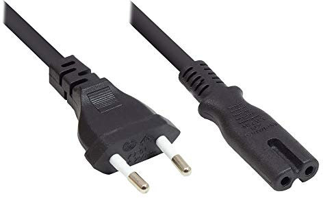 Kabelmeister EURO-Netzkabel - 1 m - Euro-Stecker Typ C (gerade) an C7/Euro 8 Buchse (gerade) - KUPFERLEITER - 0,75 mm² - für TV, Konsole, Radio, Netzteil - SCHWARZ - Qualitätware vom KABELMEISTER