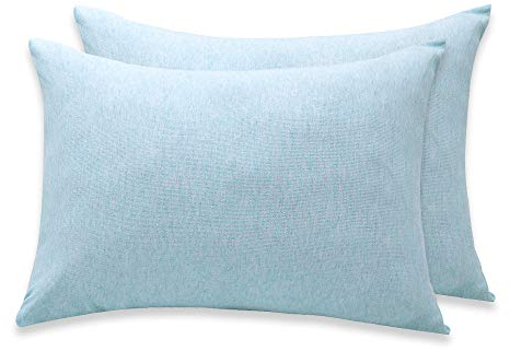 Kuscheliger Gestrickter Kissenbezug Baby Kissenbezug Strickkissenbezug aus Bio Baumwolle für Kinderwagen, Ideal als Erstlingsgeschenk, 2er-Pack mit Verstecktem Reißverschluss, Blau, 80x80cm