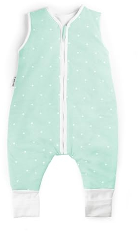 Ehrenkind® Baby Sommerschlafsack mit Füßen 1.0 TOG aus weicher OEKO-TEX zertifizierter Bio-Baumwolle | Sommer Schlafsack | Baby Schlafsack Gr. 100 Mint mit weißen Sternen | 1 Tog