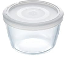 Pyrex Microwave Safe Classic Round Glass Dish with Plastic Lid 1.1 Litre White (Pack of 2)