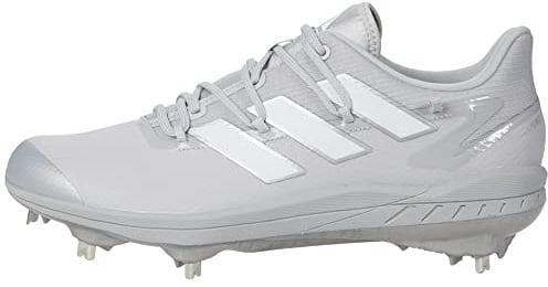 adidas Men's Adizero Afterburner 8 Baseball Shoe, Team Light Grey/White/Silver Metallic, 8.5