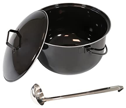 LEMODO Gulaschkessel | Gulaschtopf mit 14 Liter Fassungsvolumen | Emaillierter Kesselgulasch Topf | Kochtopf für Schwenkgrill geeignet | Suppenkessel mit Schöpfkelle | passend für unsere Gulaschkanone