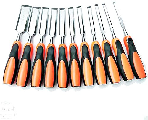 Stechbeitel Set Premium Holzmeißel-Set 11 PCS 6-32 mm Stechbeitel Set aus kohlenstoffhaltigem Stahl Stechbeitel Set mit Rutschfester Griff Stechbeitel für Holzschnitzerei