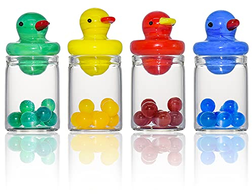 Niedliche Entenkunst, waschbare und wiederverwendbare transparente Glaskappe/Entenabdeckung, Glaskappe mit 6 mm 10 Perlenkugeln Einsatz und 1 Halter (rot)
