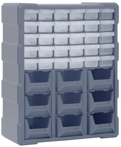 vidaXL Multi Schubladen Organizer 39 Schubladen Kleinteilemagazin Sortierkasten Sortierbox Sortimentsbox Sortimentskasten 38x16x47cm