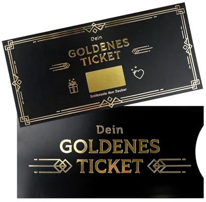 ZADAWERK® Goldenes Ticket zum Freirubbeln – schwarz – mit Rubbelaufkleber und Hülle – Gutschein – Geschenkidee – Rubbelkarte selber ausfüllen – Luxus Geburtstagskarte – Enthüllung