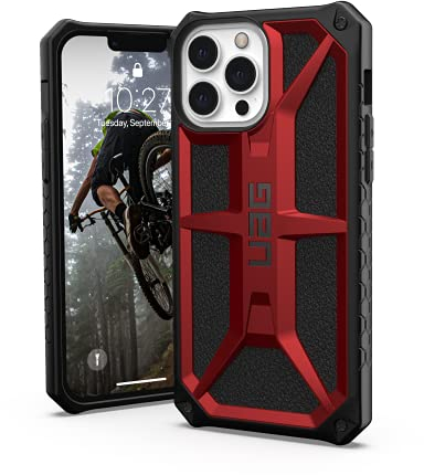 Urban Armor Gear Monarch Schutzhülle kompatibel mit Apple iPhone 13 Pro Max [Wireless Charging kompatibel, 5-Schichten Schutz nach Militärstandard, Erhöhter Rand] rot (crimson)