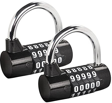 SISAV 5 Digit Combination Lock,Gym Padlock,Replaceable Combination Lock,Suitable for School Lockers,Tool Boxes,Fences,Black(2 Pack)