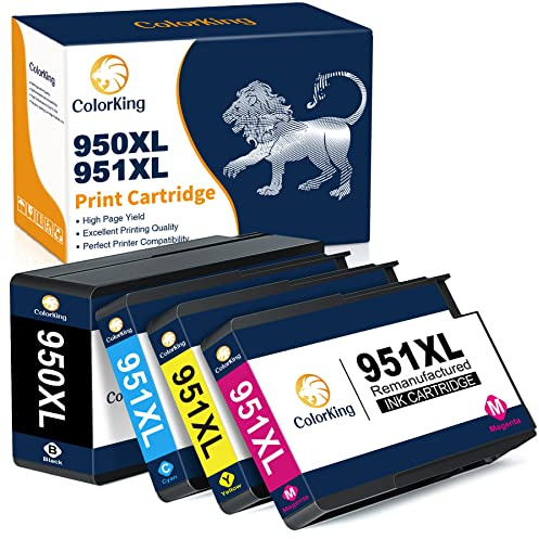 ColorKing Wiederaufbereitet 950XL 951XL Druckerpatronen Ersatz für HP 950XL 951XL Multipack für HP Officejet Pro 8610 8600 8620 8100 8615 8616 8625 8630 276dw (Schwarz, Cyan, Magenta, Gelb, 4 Stück)