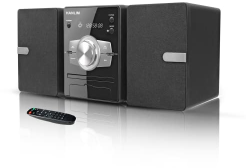 CD Stereo Mini Component 30W RMS Lettore CD FM/Bluetooth compatibile/USB/AUX/Telecomando/Jack per cuffie compatibile con audio ad alta risoluzione