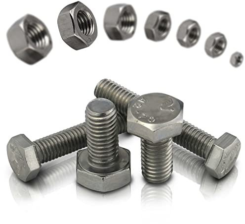 PROTECH 50 Stück Sechskantschrauben M10x30 mit Muttern M10 DIN 934 Sechskant Schrauben DIN 933 Set Edelstahl Gewindeschrauben A2 Sechskantmutter