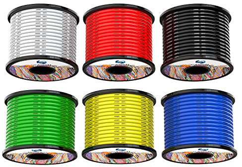 2.0mm² 14awg Fils électrique en Silicone 6 coloris 6x5 Mètres Cable fil de cuivre étamé multibrins Résistant à Haute Température