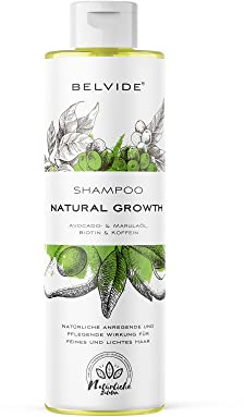 BELVIDE Naturkosmetik Natural Hair Growth Shampoo | Biotin und Koffein regt Haarwachstum an | sanfte Pflege ohne Silikone bei Haarausfall