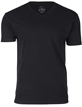 True Classic Camiseta de Manga Corta con Cuello de Pico para Hombre, 1 Unidad - Negro, XL