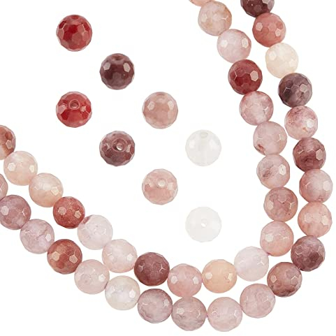 NBEADS 122 piezas de Cuentas de Cristal de Cuarzo Natural, Cuentas Redondas de Cuarzo de 6mm, Hebras Facetadas, Cuentas de Piedras Preciosas Sueltas para Fabricación de Joyas, Agujero: 1 mm