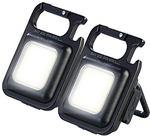 PEARL Arbeitsleuchte Magnet: 2er-Set Multifunktions-Arbeitsleuchte, 5W COB-LED, 500lm, Akku (LED-Arbeitsleuchte Magnet, Arbeitsleuchte Werkstatt, Schlüsselanhänger)