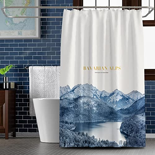 Duschvorhang Blickdicht, Duschvorhang Anti Schimmel Berg Mehrfarbig Polyester 150X180cm Badezimmerzubehör