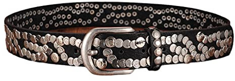 Genuine Leather Woman Metal Plate Punk Belt, Men Wide Cowhide Hip Hop Rock Rivet Strap Belt