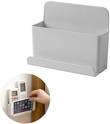 Haujieshie Universal TV Controller Holder Wall Mounted Remote Control Organizer Adhesive Organizer Holder for Slot Home Office Desk Nightstand Stationery Supplies Phones Charging,Grey