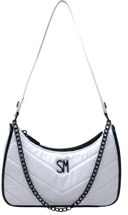 Steve Madden Damen Bpauli Handtasche, Weißes Nylon, gesteppt, Einheitsgröße