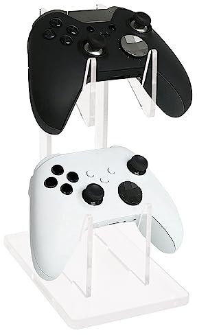 Daelesr Transparent Acrylic Game Controller Stand Holder, Double-Layered Gaming Controller Holder Stand, Universal Dual Gamepad Controller Holder Accessories, Headphones Headset Stand for Desk Table