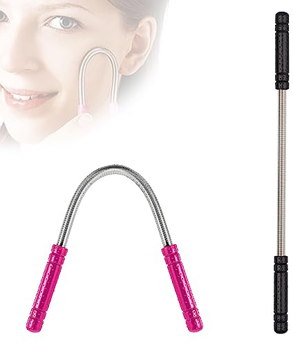 2 Pieces Facial Hair Remover Spring Multifunctional Threading Beauty Tool for Quick Hair Removal Effective Epilator Threading Tool for Women or Men (Black, Rose Red)