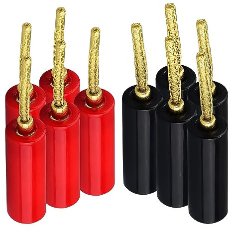 Flex Pin Banana Plugs for Speaker Wire 5 Pairs, Speaker Wire Connector Pin Plug Type, 24K Gold Plated Insulated for Spring-Loaded Banana Jack Speaker Terminals,Support 12 AWG to 20 AWG Wires…