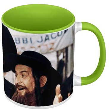 Tasse, Farbe Premium, Grün – Rabbi Jacob Rabbi Sligman Salam Shalom Louis de Funes – Tasse mit Henkel und farbigem Innenfutter