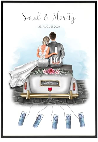 HEI Print Geldgeschenk für Brautpaar - Perfekt als Hochzeitsgeschenk, Personalisiertes Poster zur Hochzeit, Geschenk für Sie und Ihn zum Valentinstag, Jahrestag, Geschenk für Sie und Ihn