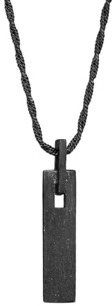 Kuzzoi Herren Halskette mit Plättchen Anhänger (24 mm) rechteckig aus 925 Sterling Silber Kette im oxidierten Vintage Design für den Mann Länge 60 cm