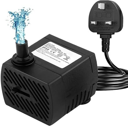 CAM2 Mini Water Pump, Ultra Quiet Aquarium Submersible Pump with 1.5m Power Cord, 350L/H, 4W, 2 Nozzles for Aquarium, Pond, Garden