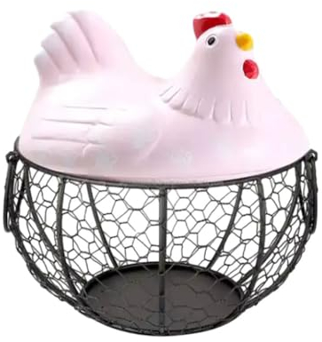dijiusidy Cesta de cerámica para almacenamiento de huevos de pollo, cesta de almacenamiento de cocina fresca y organizada, cesta de almacenamiento de huevos, cesta para huevos de gallina, rosa
