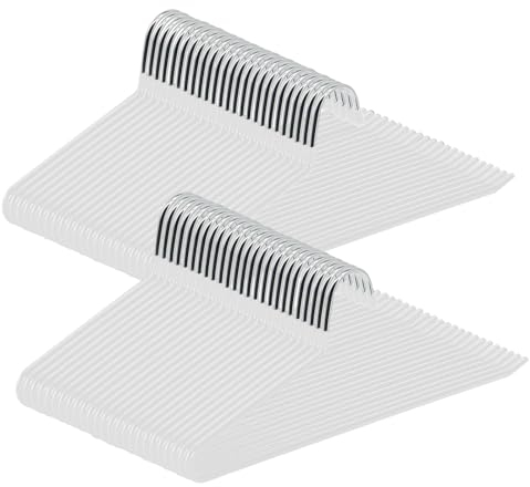 ABHENG Hosenbügel aus Metall, 50er-Pack, Kleiderbügel für Hosen mit offenen Enden, platzsparend, rutschfest, einfaches Aufhängen, 38B x 13H cm, Weiß,AIY0550W