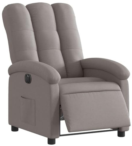 vidaXL Relaxsessel, Elektrisch Sessel mit Liegefunktion, Fernsehsessel Verstellbare Rückenlehne Fußstütze, Liegesessel Ruhesessel Polstersessel, Taupe Stoff