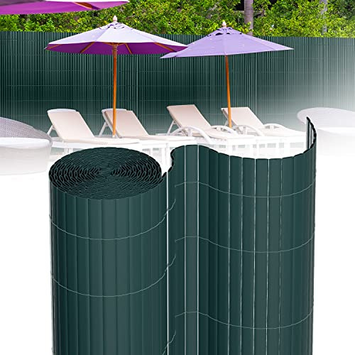 Tubiaz PVC Sichtschutzmatte 140×600cm, Sichtschutz Zaun mit Interne Verstärkung, Balkon Sichtschutz Windschutz, Sonnenschutz, Sichtschutz Garten mit Kabelbinder (Grün)