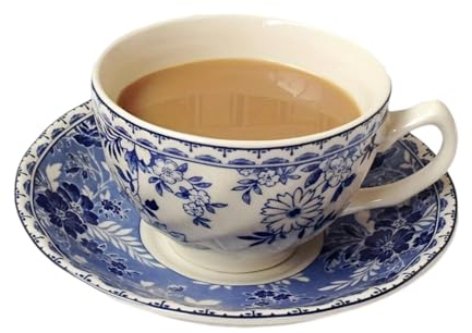 2 Juegos, Pintura China Tazas De Té Y Platillos Set, 220 Ml Azul Y Blanco Taza De Café De Porcelana Y Plato Plato