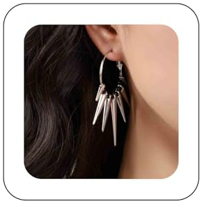 Dervivea Gothic Spike Nieten Ohrringe Silber Dorn Nieten Baumeln Ohrringe Große Nieten Ohrringe Punk Dorn Spike Ohrringe Schmuck Für Frauen Und Mädchen