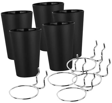 predolo Conteneurs En Panneau Perforé avec Crochets, Gobelets En Panneau Perforé avec Anneaux pour Organiser Le Stockage, Paniers Durables 5 Pièces, NOIR