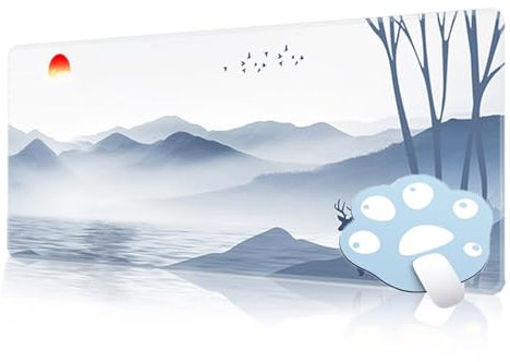 FAIRYGATE Large Mouse Mat Desktop Mats Japan Art Mousepads Extended 600 x 300 x 3MM Stitched Edges Mousepad Non Slip Rubber Base Keyboard Gaming XL for Office Home BB6513-M